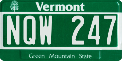 VT license plate NQW247
