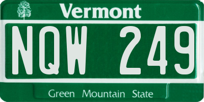 VT license plate NQW249