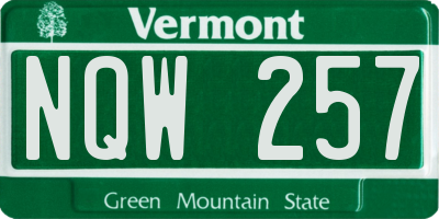 VT license plate NQW257