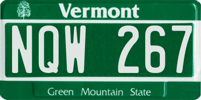 VT license plate NQW267