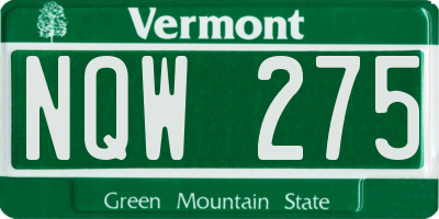 VT license plate NQW275