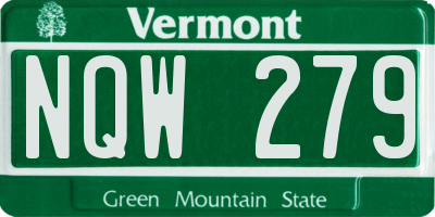VT license plate NQW279