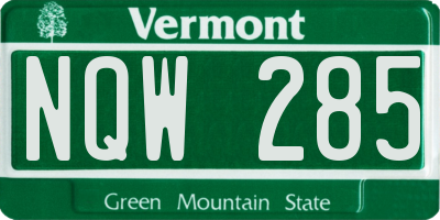 VT license plate NQW285