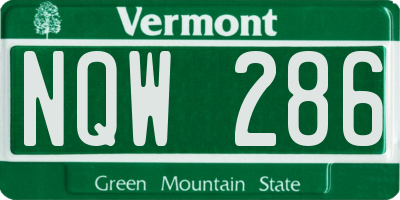 VT license plate NQW286