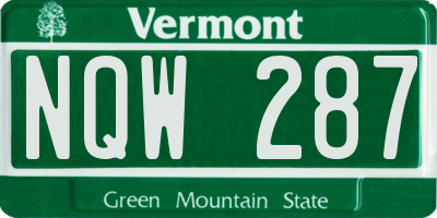 VT license plate NQW287