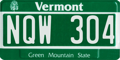 VT license plate NQW304