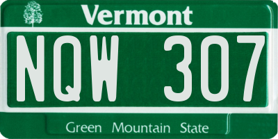 VT license plate NQW307