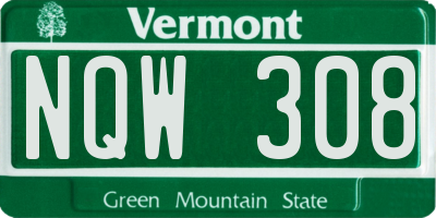 VT license plate NQW308