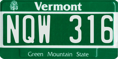 VT license plate NQW316