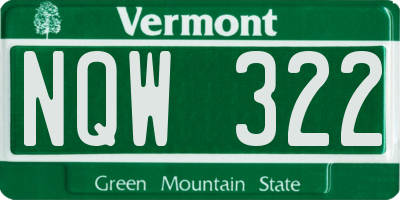 VT license plate NQW322