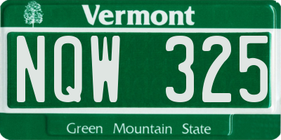 VT license plate NQW325
