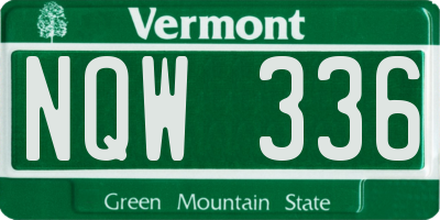 VT license plate NQW336