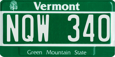 VT license plate NQW340