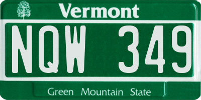 VT license plate NQW349