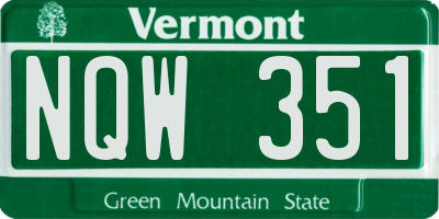 VT license plate NQW351