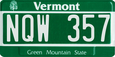 VT license plate NQW357