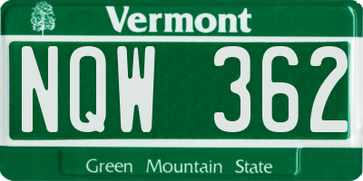 VT license plate NQW362