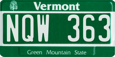 VT license plate NQW363