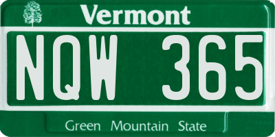 VT license plate NQW365