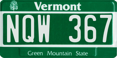 VT license plate NQW367