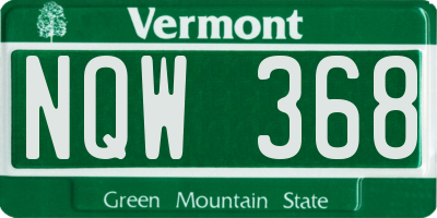 VT license plate NQW368