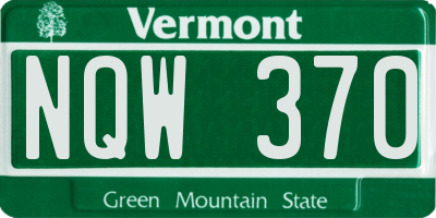 VT license plate NQW370