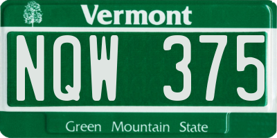 VT license plate NQW375