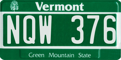 VT license plate NQW376