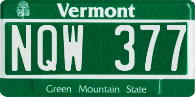 VT license plate NQW377