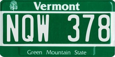 VT license plate NQW378