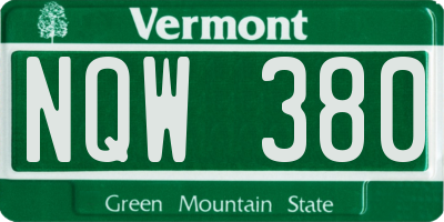 VT license plate NQW380