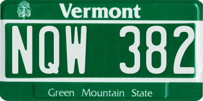 VT license plate NQW382