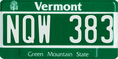 VT license plate NQW383