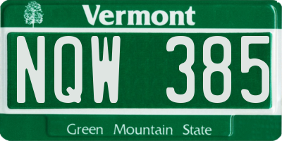 VT license plate NQW385