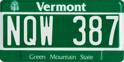 VT license plate NQW387