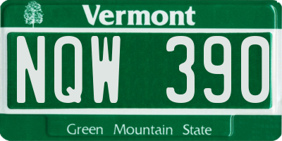 VT license plate NQW390