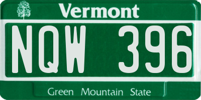 VT license plate NQW396