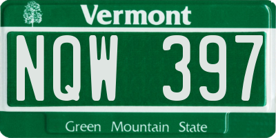 VT license plate NQW397