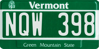 VT license plate NQW398