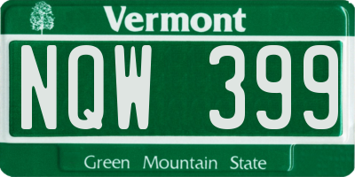 VT license plate NQW399