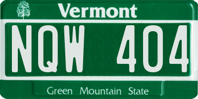 VT license plate NQW404