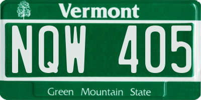 VT license plate NQW405