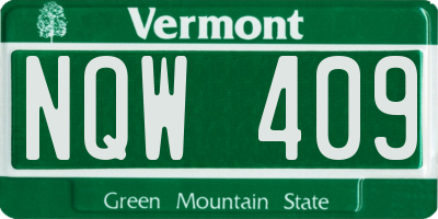 VT license plate NQW409