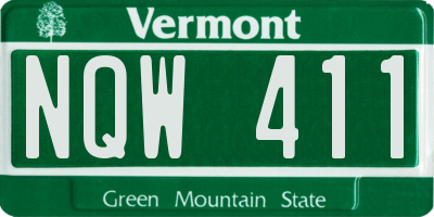 VT license plate NQW411