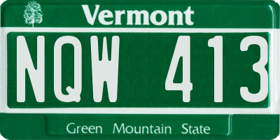 VT license plate NQW413