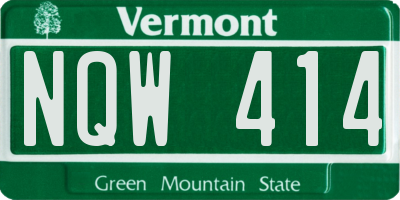 VT license plate NQW414