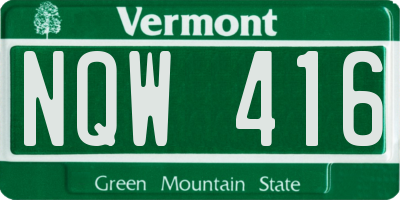 VT license plate NQW416
