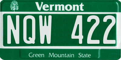 VT license plate NQW422