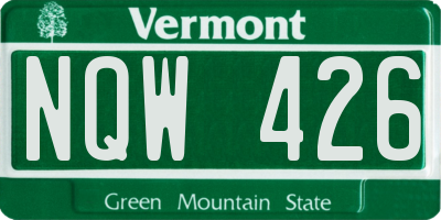VT license plate NQW426