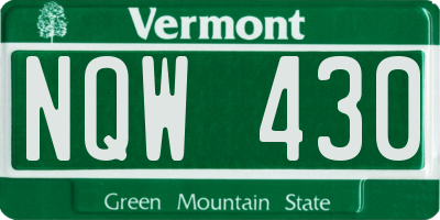 VT license plate NQW430